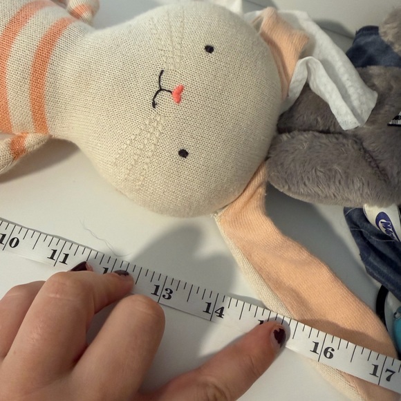 Meri Meri Knit Organic Cotton Striped Bunny Plush Stuffed Animal 14” - Picture 8 of 10